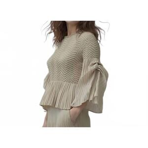 NEW ELLYNDALE pleating blouse top with tuck sleeve in apricot